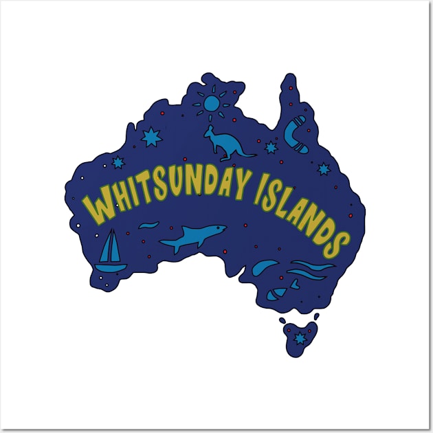 AUSSIE MAP WHITSUNDAY ISLANDS Wall Art by elsa-HD